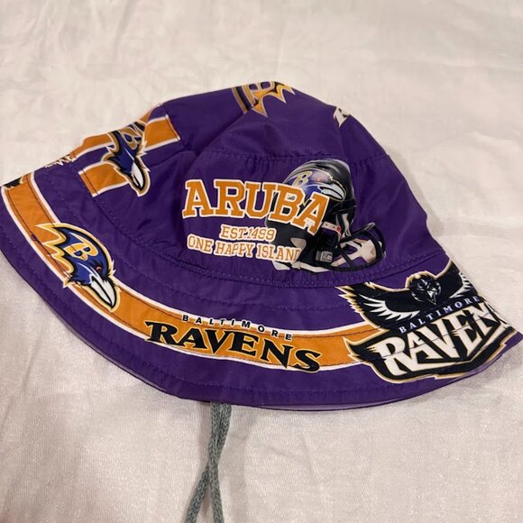 Baltimore Ravens × Aruba Purple Bucket Hat w Toggle Strap Souvenir NFL Fan Gear - Picture 2 of 6
